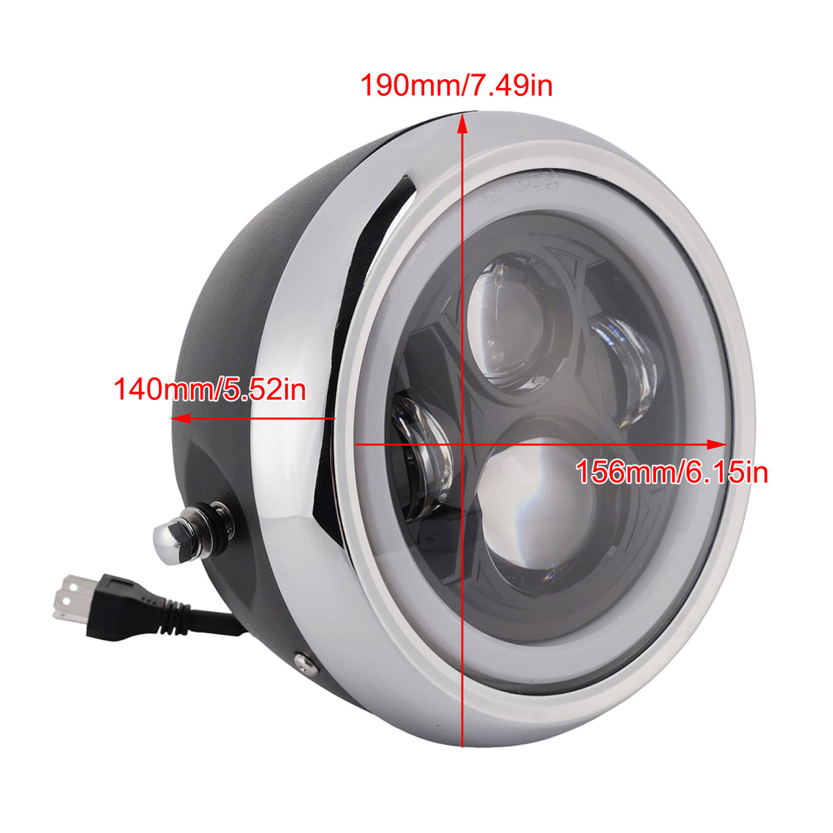 55W 7.5" Beam Headlight Fog Lamp Custom 4000Lm Chrome Fits For Racer Bobber