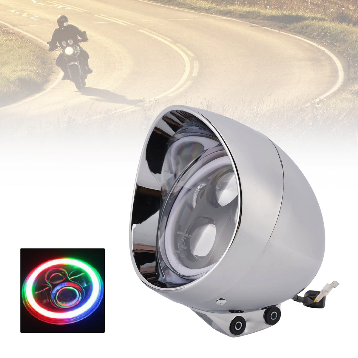 55W 5.75" Beam Headlight Fog Lamp Custom 4000Lm Chrome Fits For Racer Bobber