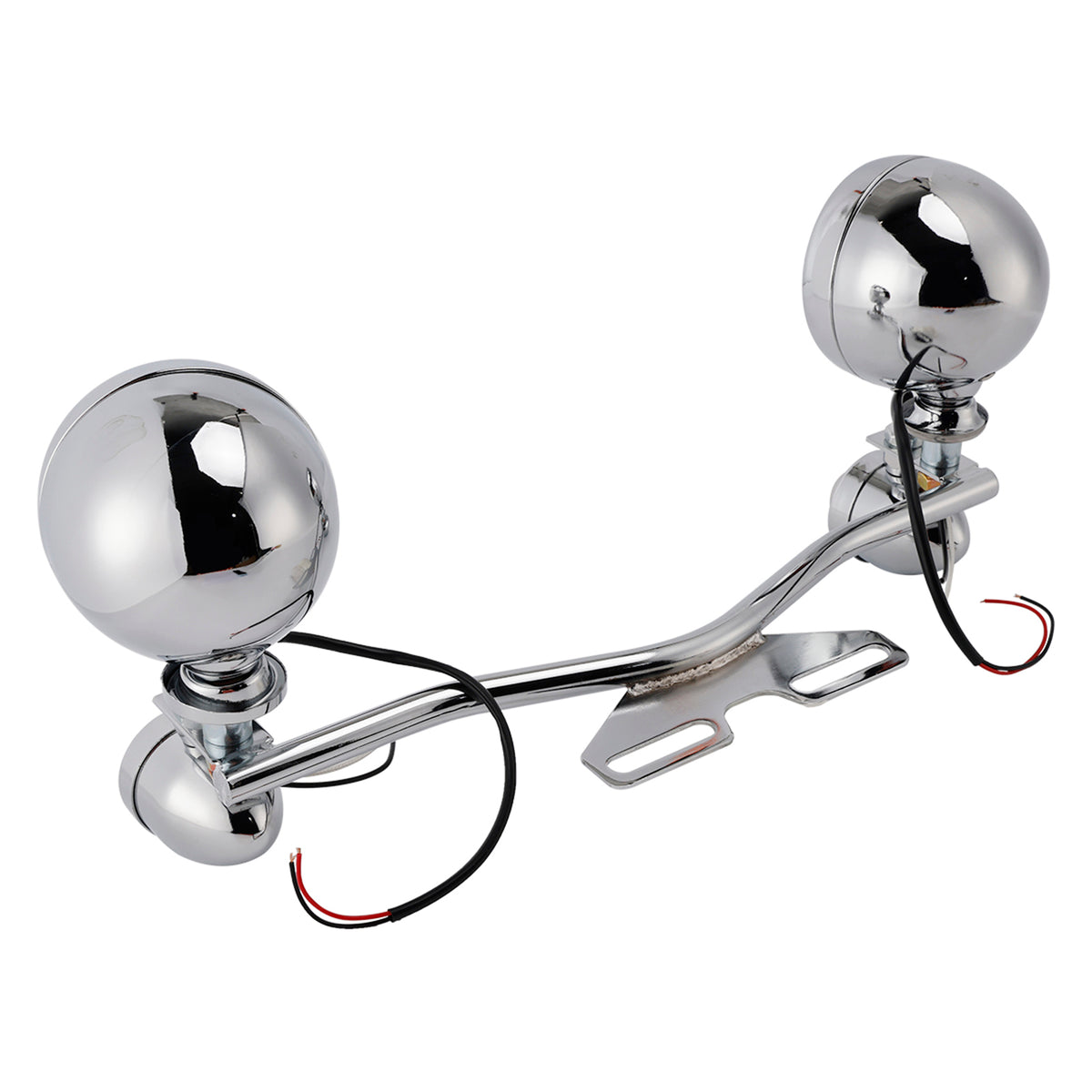 Motorcycle Beam Fog Lamp Custom Chrome W/ Bracket Fits For Racer Bobber Chopper