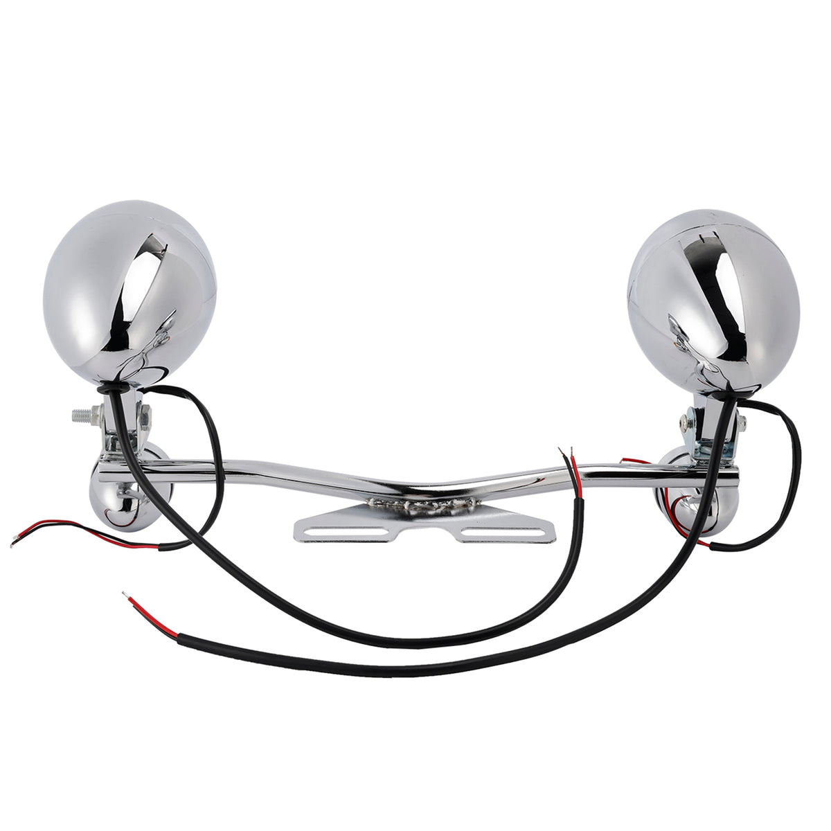Motorcycle Beam Fog Lamp Custom Chrome W/ Bracket Led For Racer Bobber Chopper