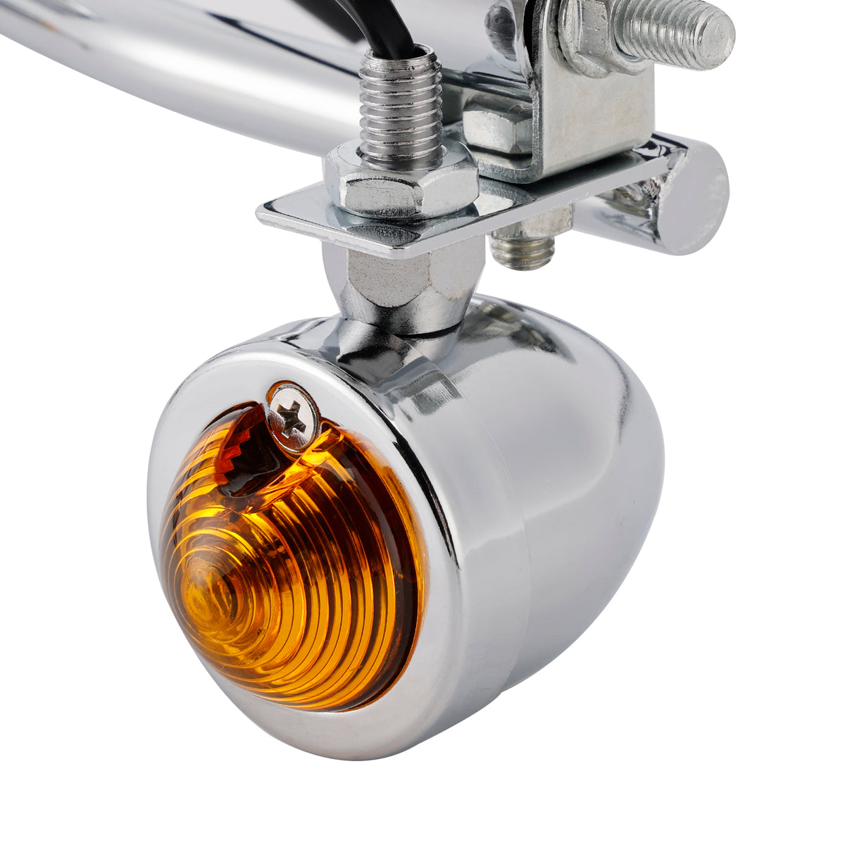 Motorcycle Beam Fog Lamp Custom Chrome W/ Bracket Led For Racer Bobber Chopper