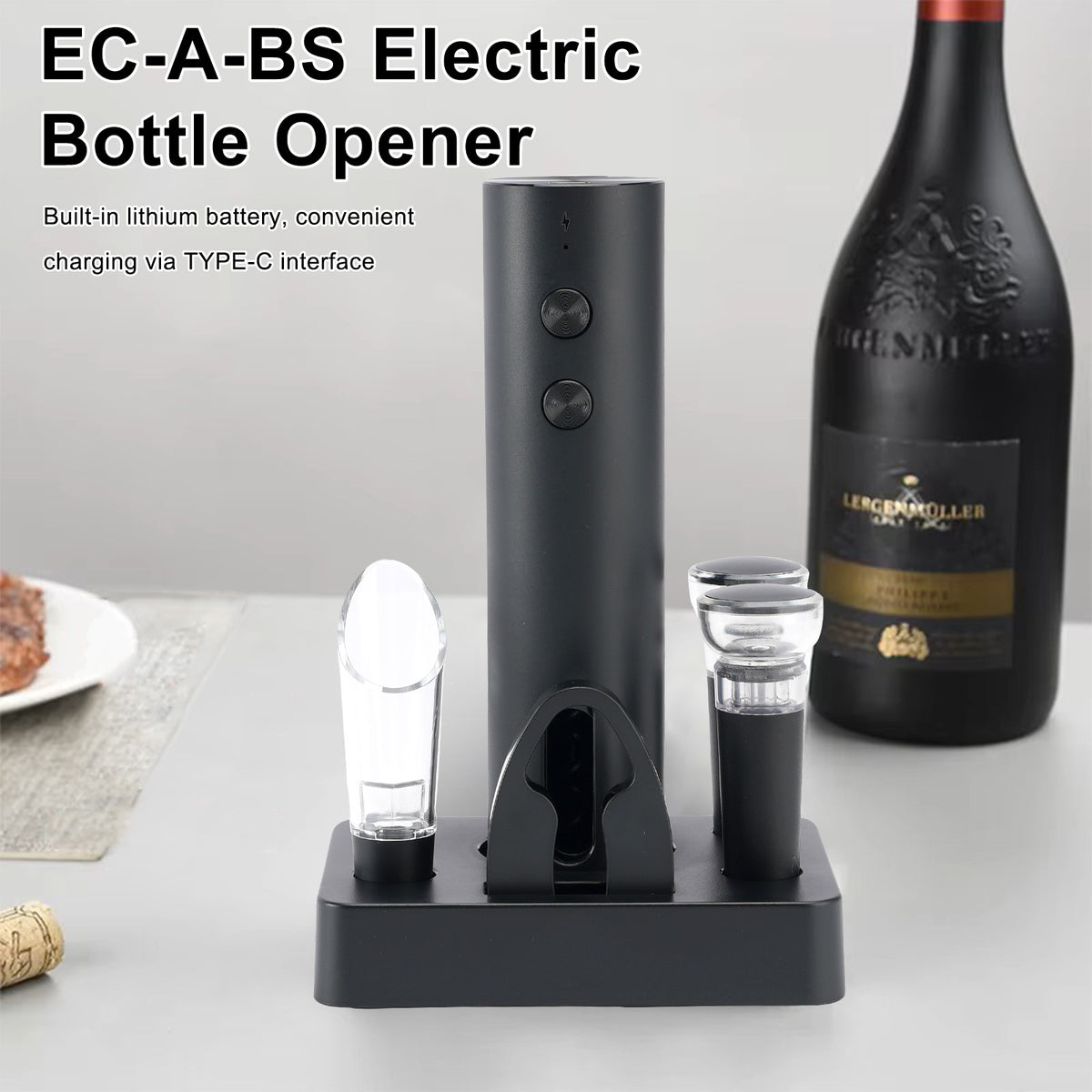 EC-A-BS Lithium-ion Rechargeable Electric Bottle Opener Electric Wine Opener