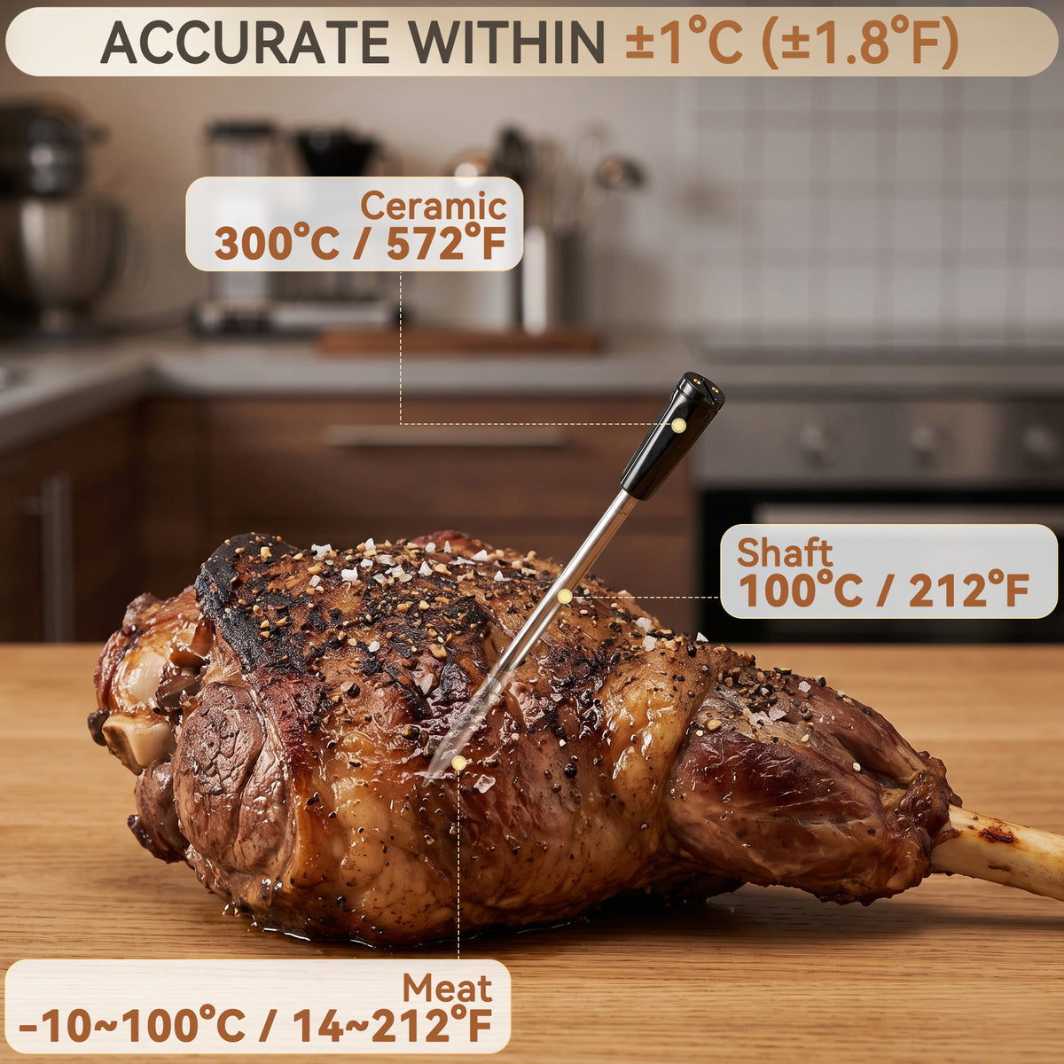 Wireless Meat Thermometer 2?Sensor Cooking Probe with Booster Repeater IPX7 Waterproof