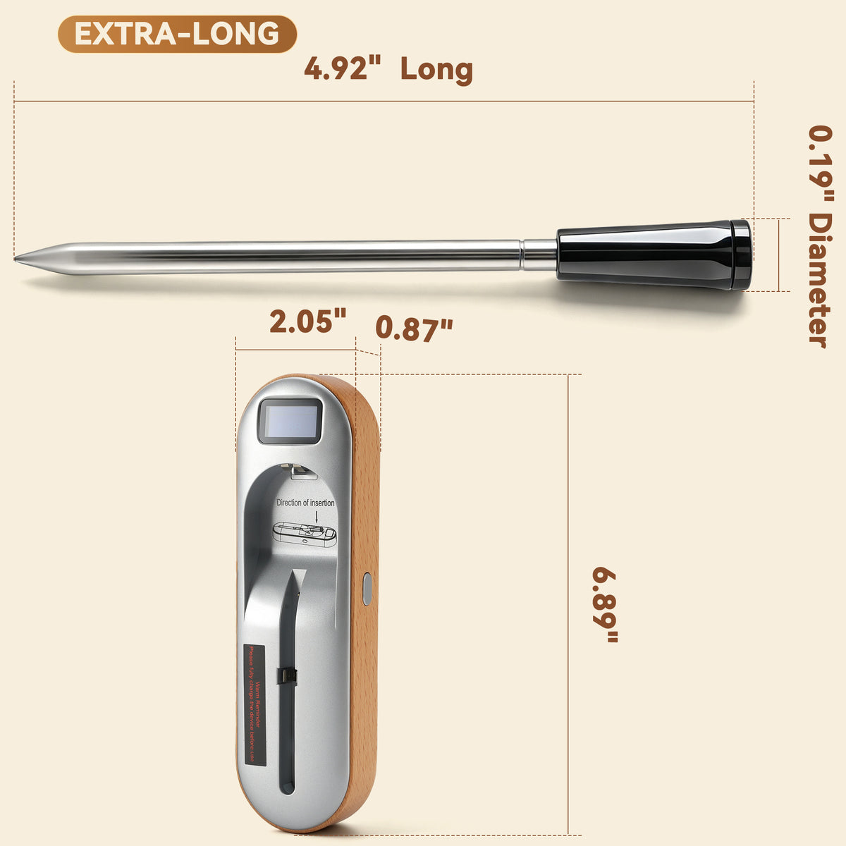 Wireless Meat Thermometer 2?Sensor Cooking Probe with Booster Repeater IPX7 Waterproof