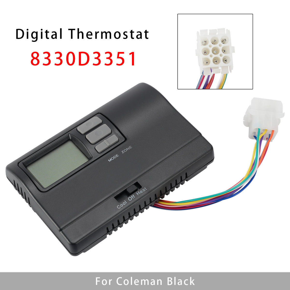 8330D3351 Digital Thermostat Rv Thermostat Heat/Cool Wall-Mount BLK For Coleman