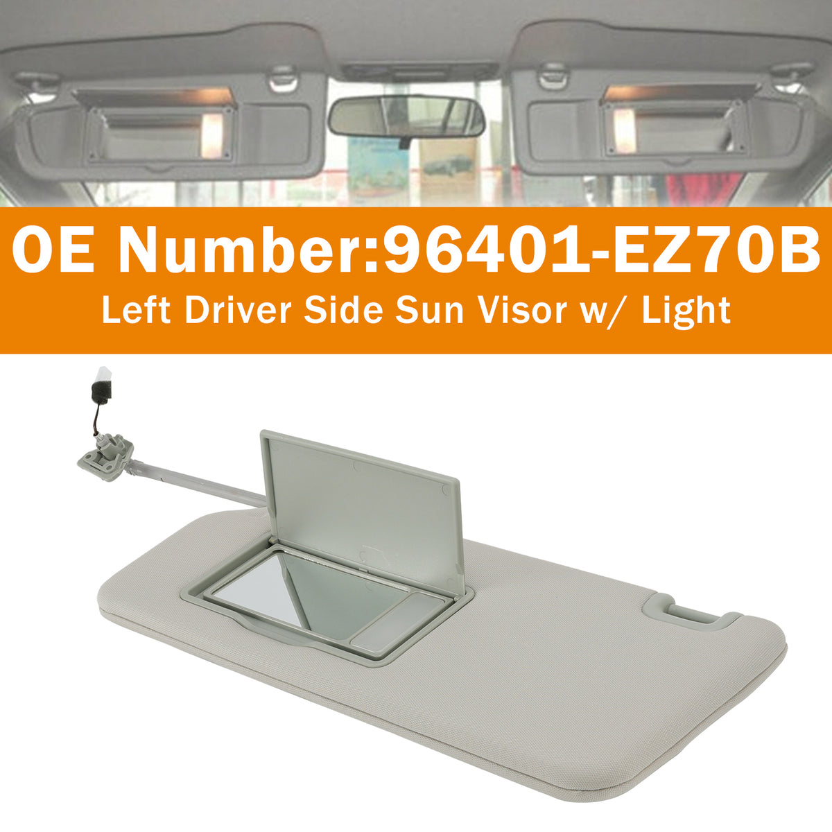 Left Driver Side Sun Visor w/ Light 96401-EZ70B For Nissan Titan 2004-2024