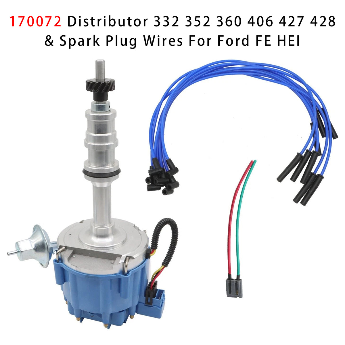 170072 Distributor 332 352 360 406 427 428 & Spark Plug Wires For Ford FE HEI