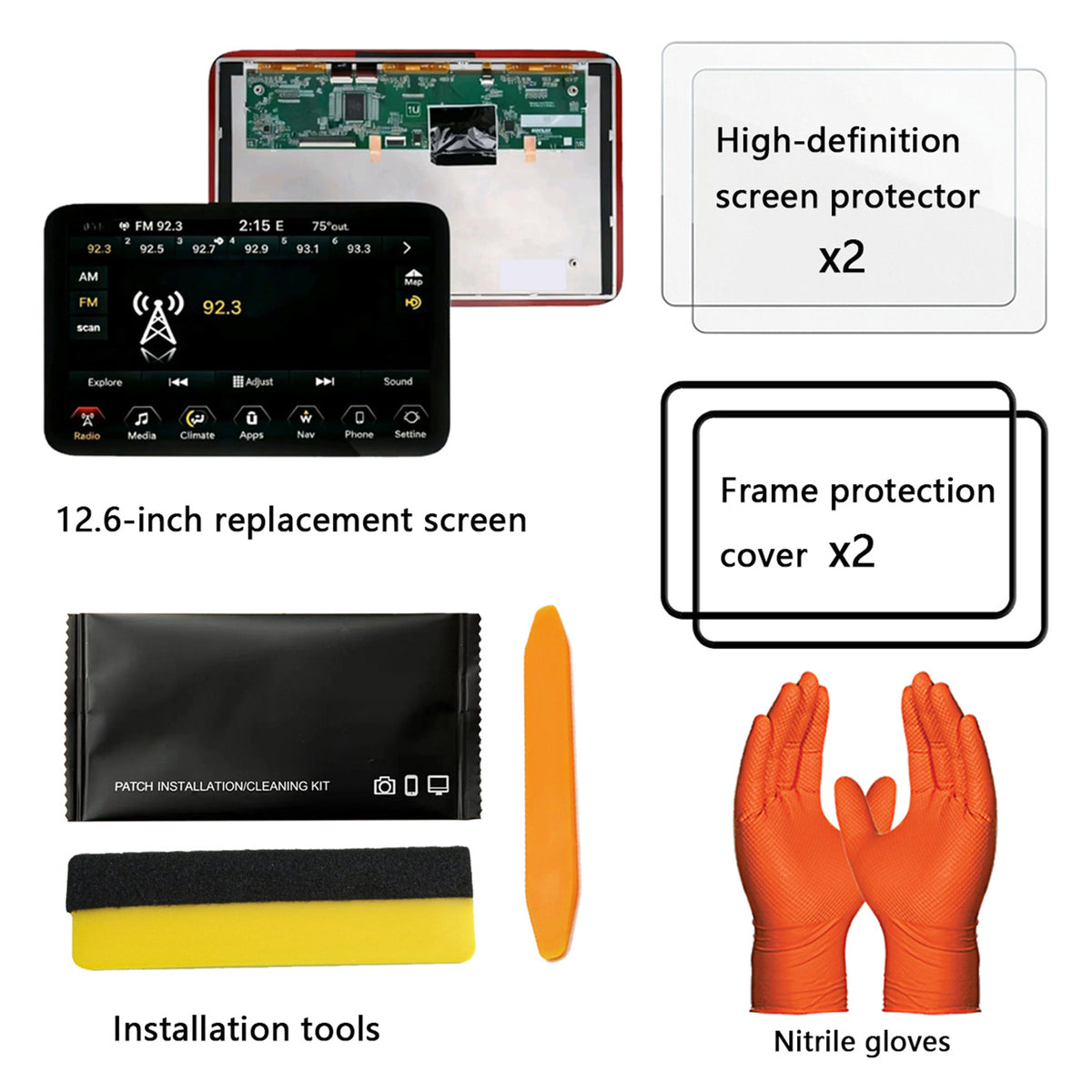 Rear Seat Screen 85100044 12.6" LCD & Protect Cover Kit For 21-24 Suburban Yukon
