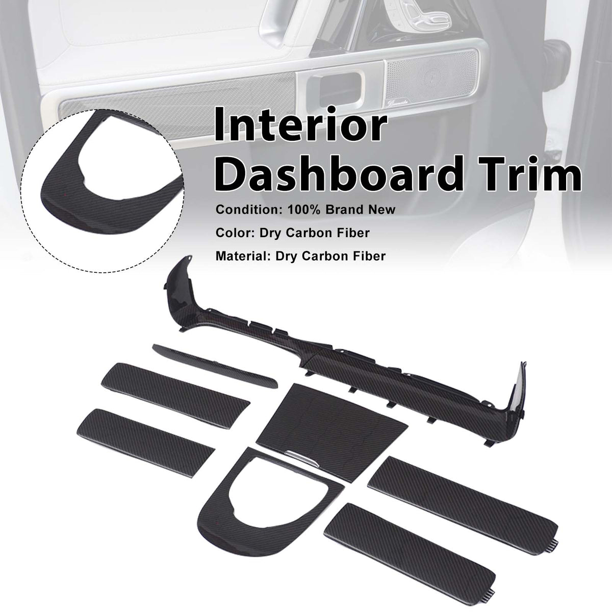 Dry Carbon Interior Dashboard Trim Fit Benz G-Class W463A W464 2019-2023