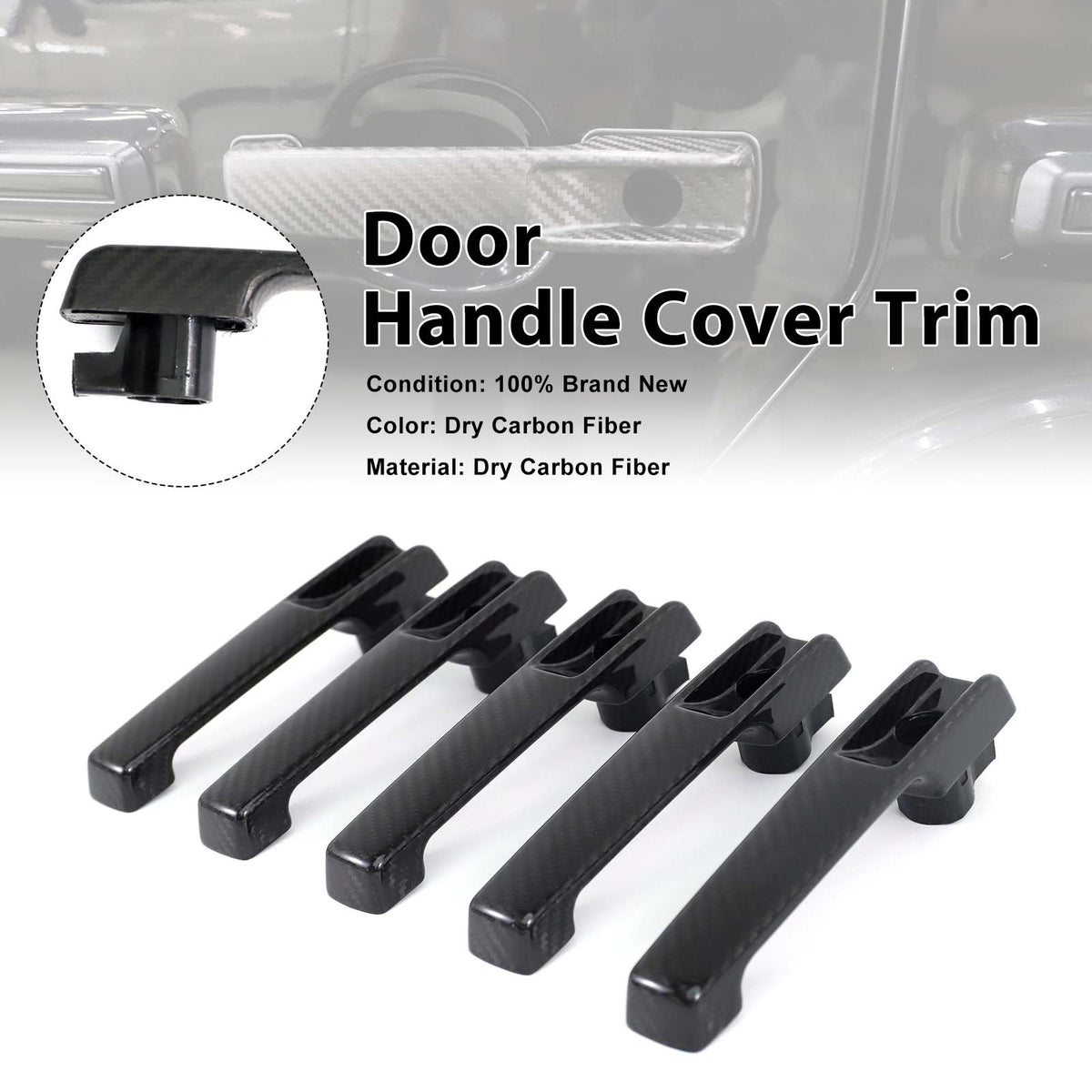 5PCS Carbon Fiber Door Handle Cover Trim Fit Benz G Class W463A W464 2019-2023
