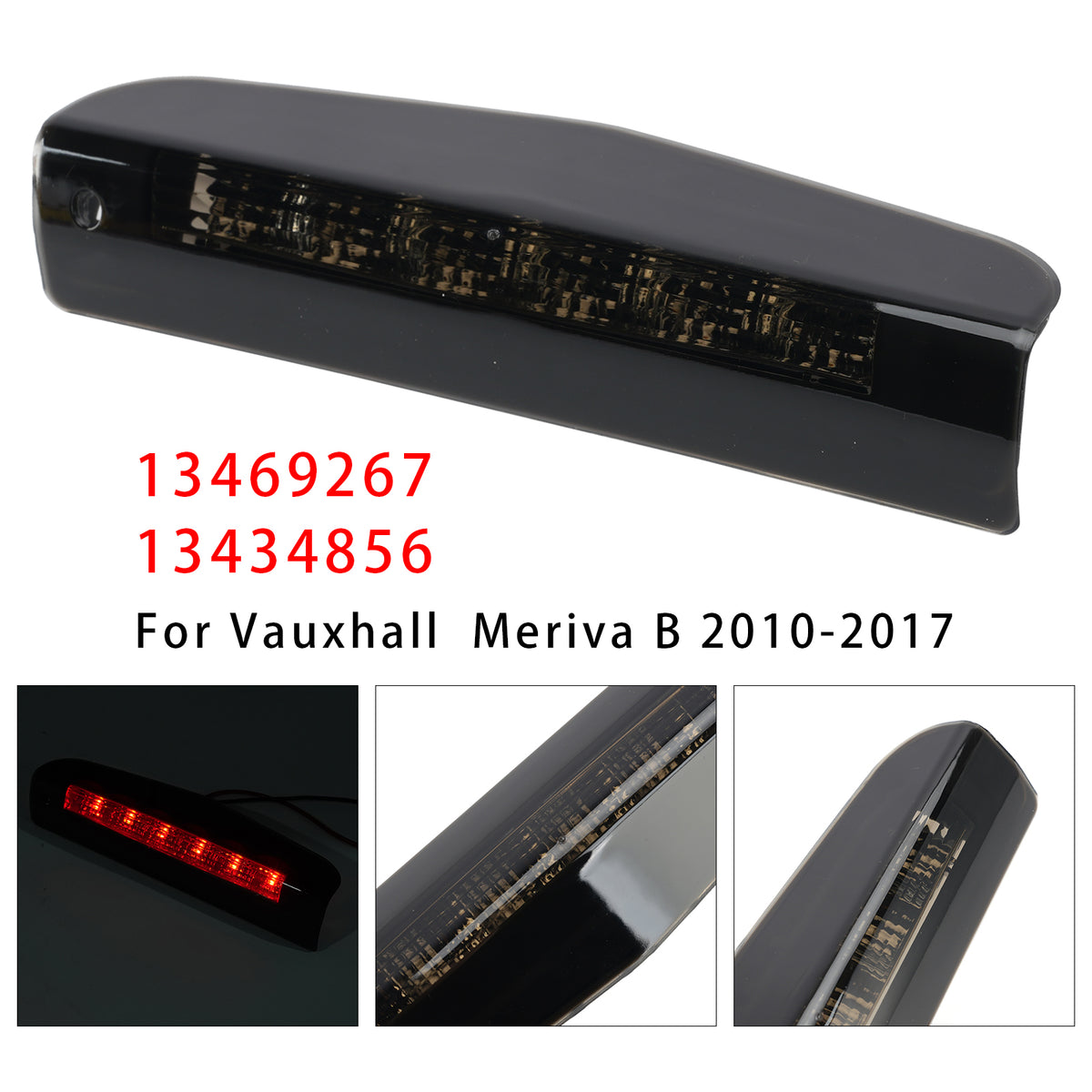 Rear Third Brake Light For Opel Meriva Vauxhall Meriva B 2010-2017 Black