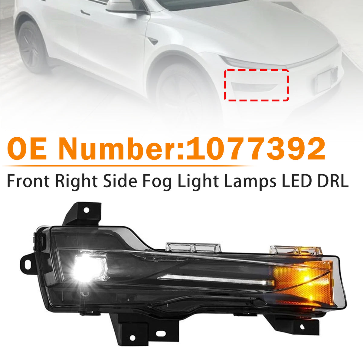 Front Right Fog Light Lamps LED DRL 1077392 For Tesla Model 3 Y 2017?2023