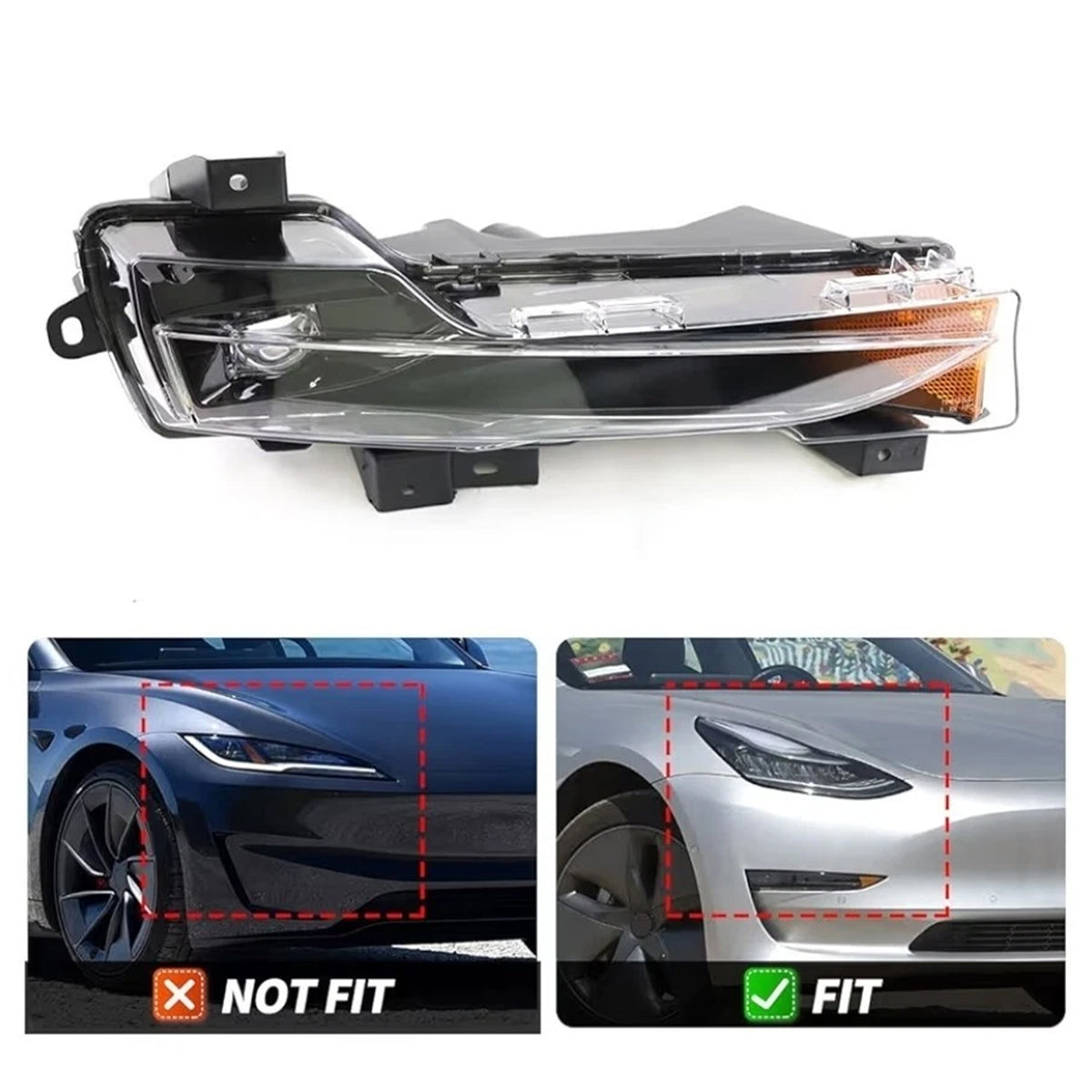 Pair Fog Light Lamps LED DRL For Tesla Model 3 Y 2017?2023