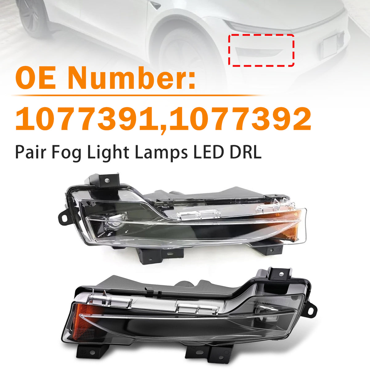Pair Fog Light Lamps LED DRL For Tesla Model 3 Y 2017?2023
