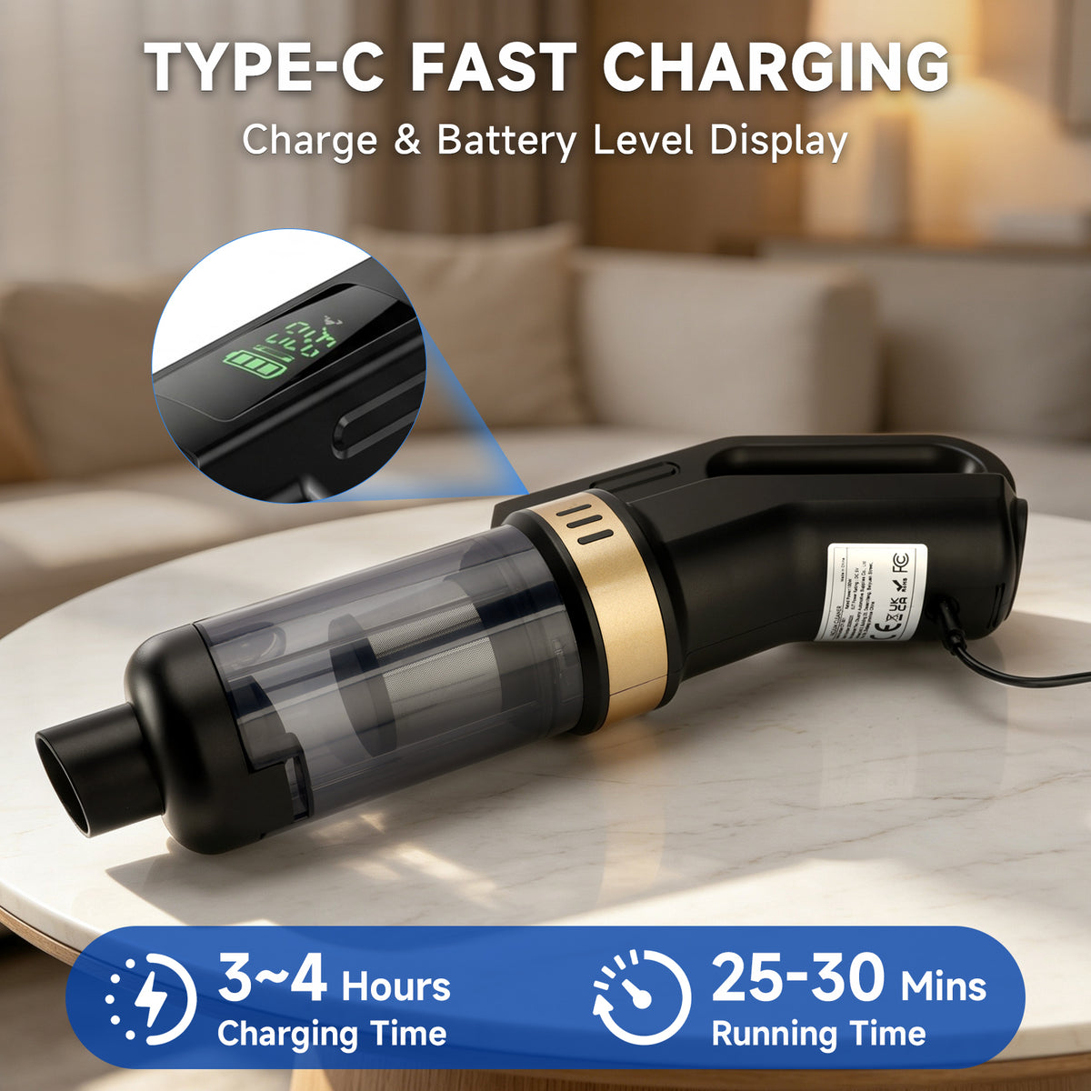 20000Pa Cordless Handheld Vacuum Cleaner Strong Real Suction For Car and Home
