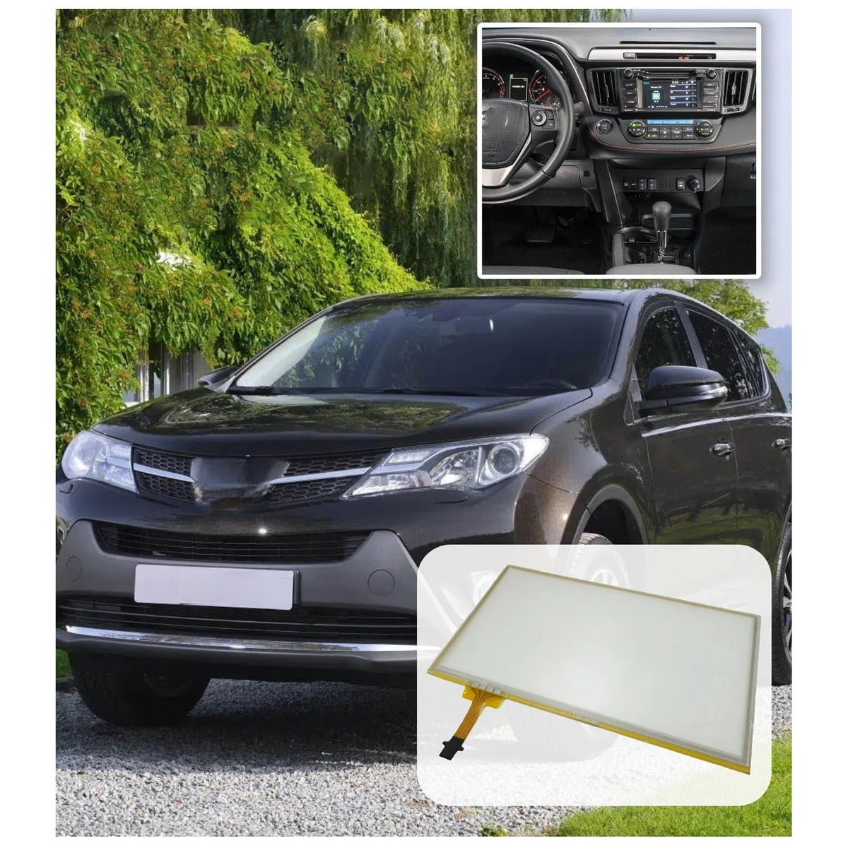 Touch Screen Digitizer Glass 6.1 inch 12 Pins For RAV4 W/APPS Button 2014-2018