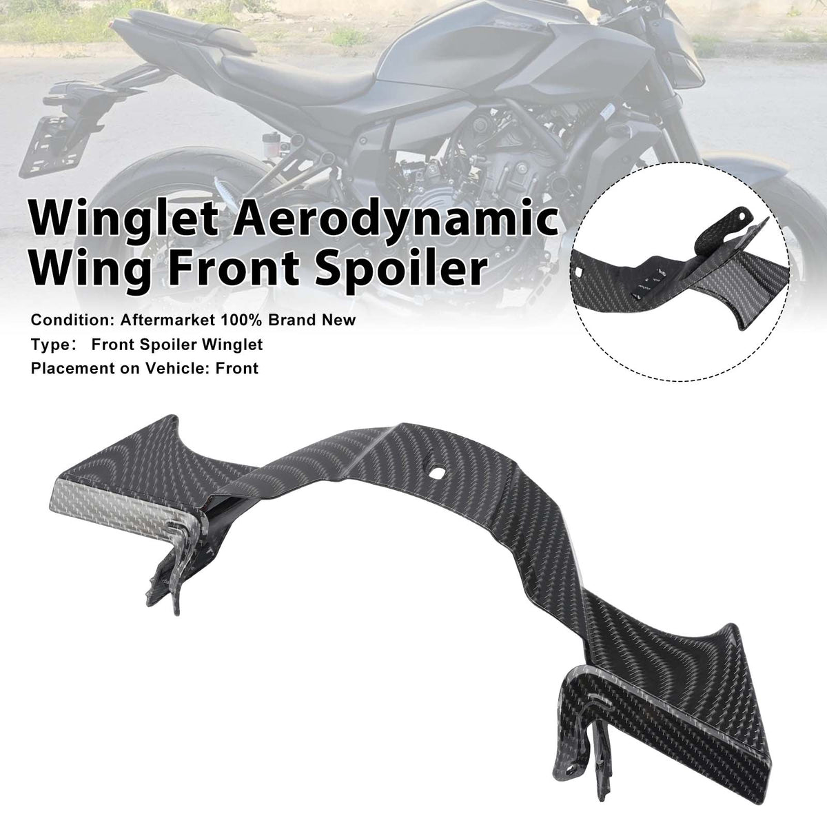 Winglet Aerodynamic Wing Front Spoiler For Yamaha MT-07 2025-2026 Carbon
