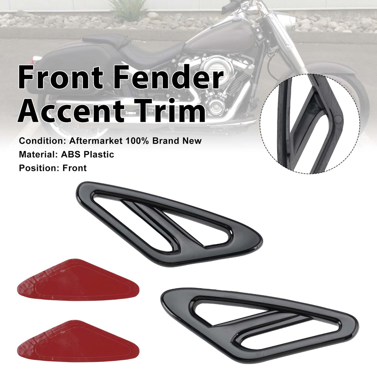 Front Fender Accent Trim For Honda GL1800 Goldwing 1800 2001-2017 Black