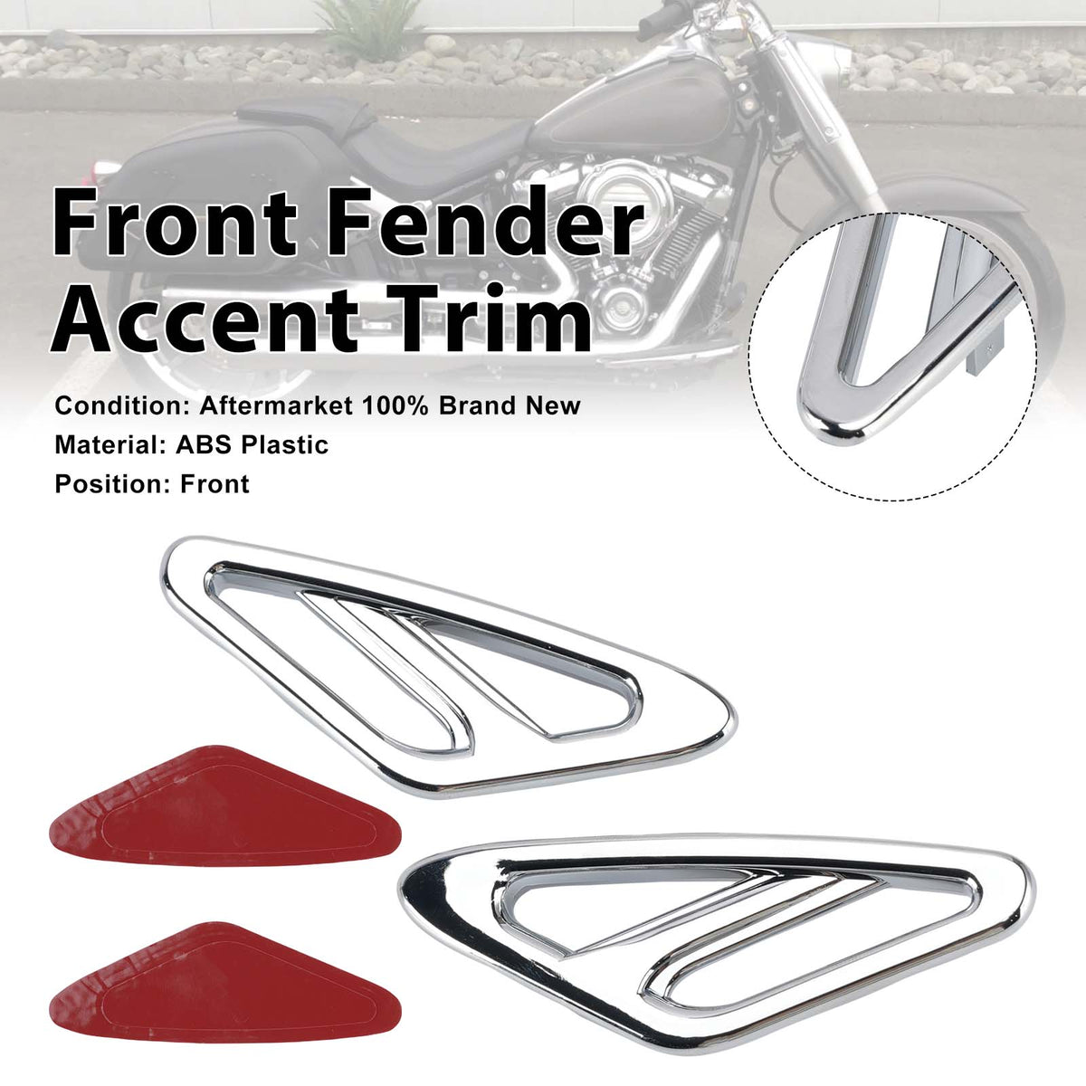 Front Fender Accent Trim For Honda GL1800 Goldwing 1800 2001-2017 Chrome