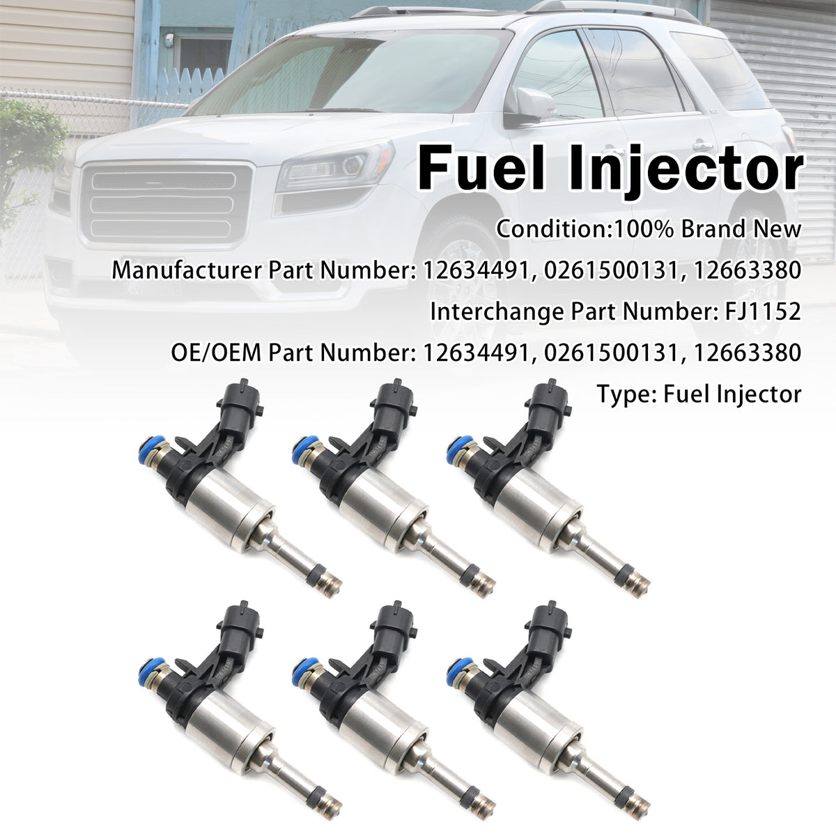 6Pcs Fuel Injector For Chevrolet Traverse 3.6L V6 2012-2017 0261500131