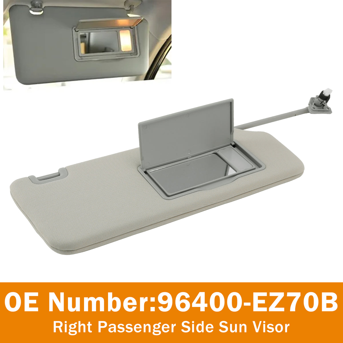 Right Passenger Side Sun Visor w/ Light 96400-EZ70B for Nissan Titan 2004-2024