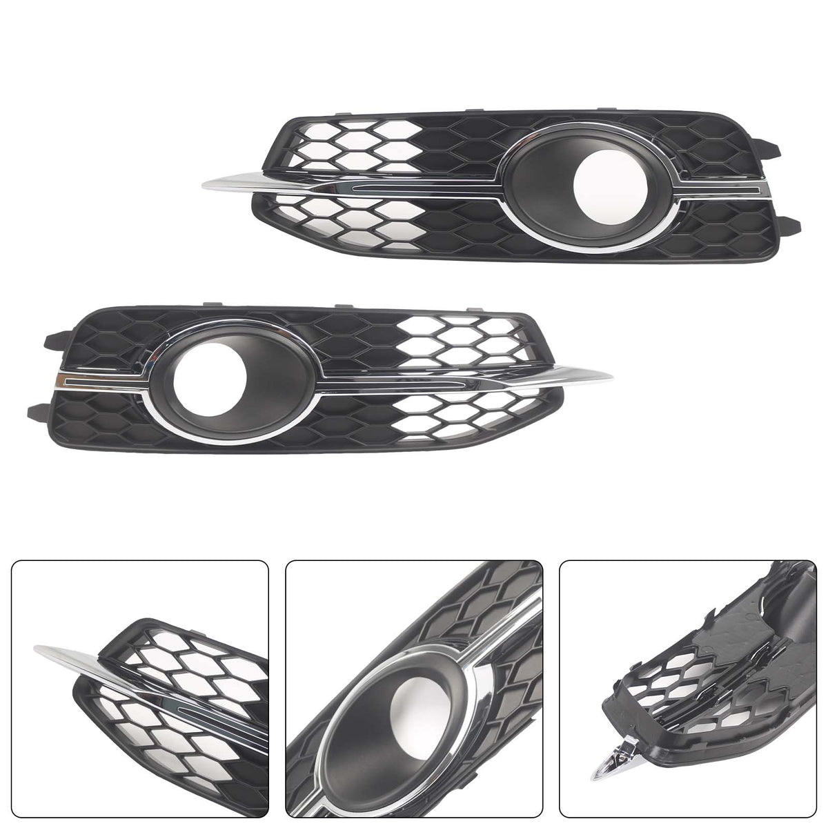 2PCS Car Front Bumper Fog Light Grille For Audi A6 C7 S-Line 2012-2014