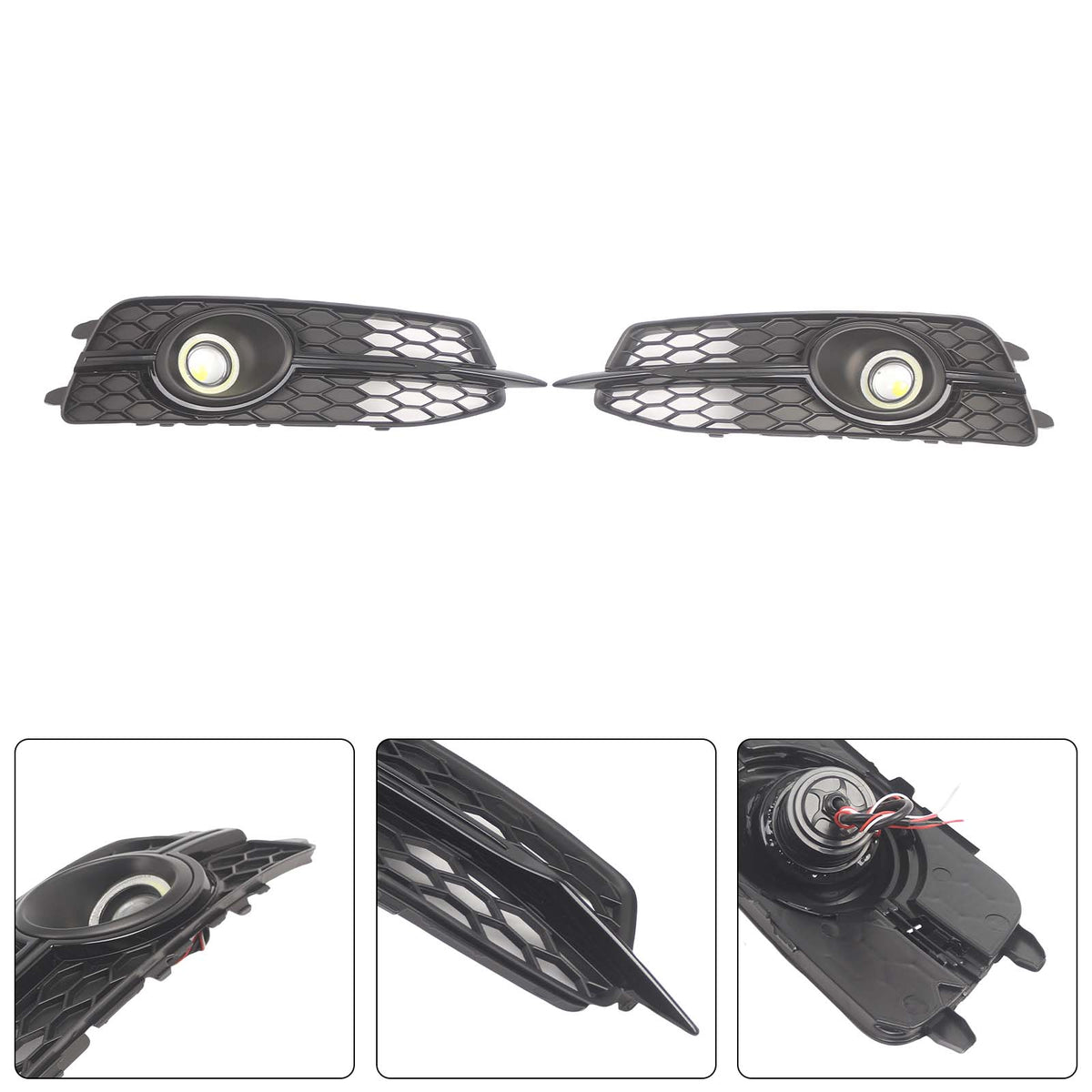 2PCS Car Front Bumper Fog Light Grille For Audi A6 C7 S-Line 2012-2014 W/LED