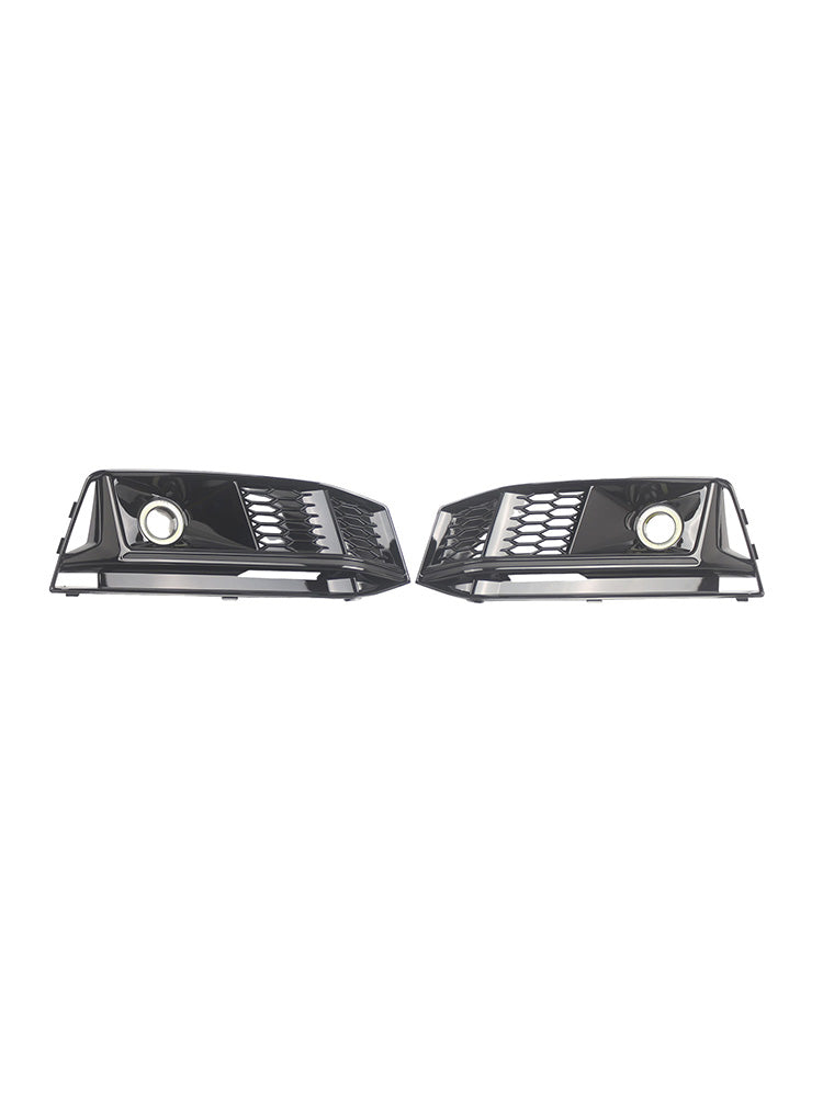 2PCS Black Front Bumper Foglight Grille Grill Fit Audi A4 S4 B9 2016-2019