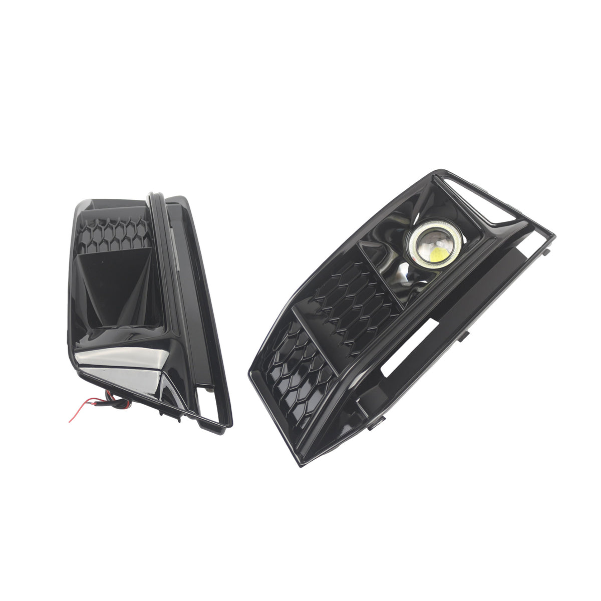 2PCS Black Front Bumper Foglight Grille Grill Fit Audi A4 S4 B9 2016-2019