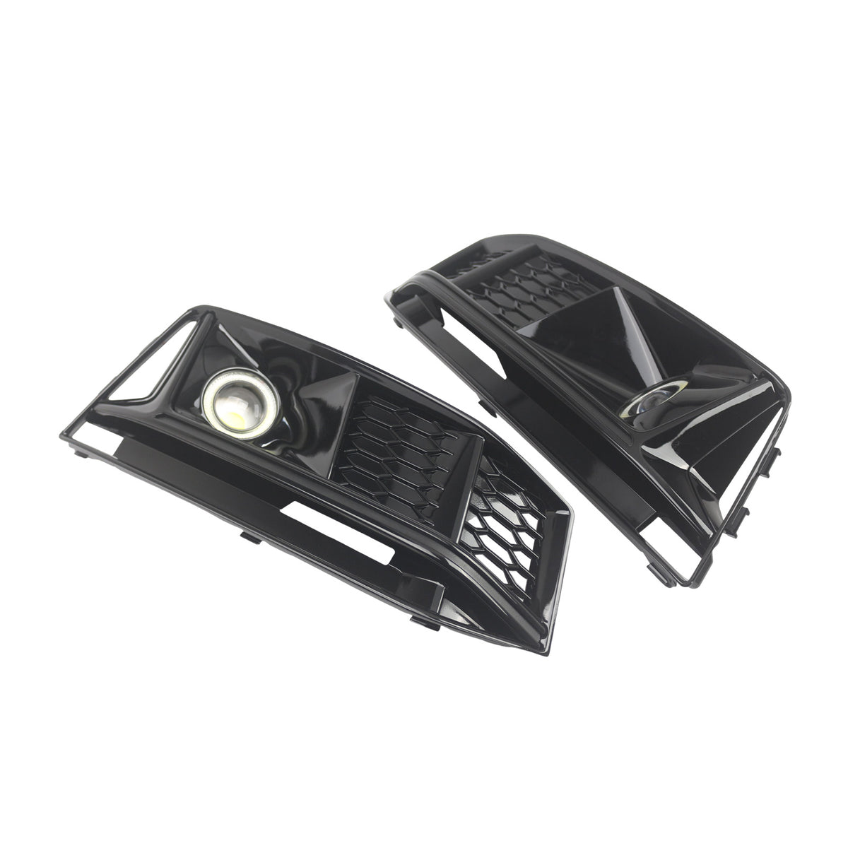 2PCS Black Front Bumper Foglight Grille Grill Fit Audi A4 S4 B9 2016-2019