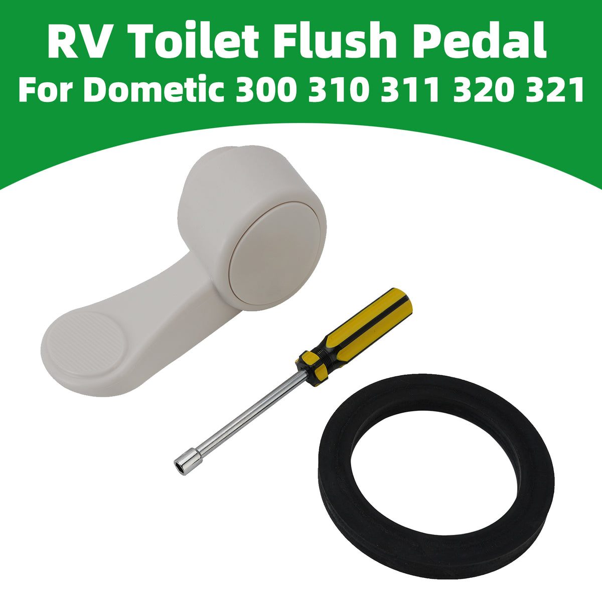 RV Toilet Flush Pedal for Dometic 300 310 311 320 321 with Seal Gasket Kit