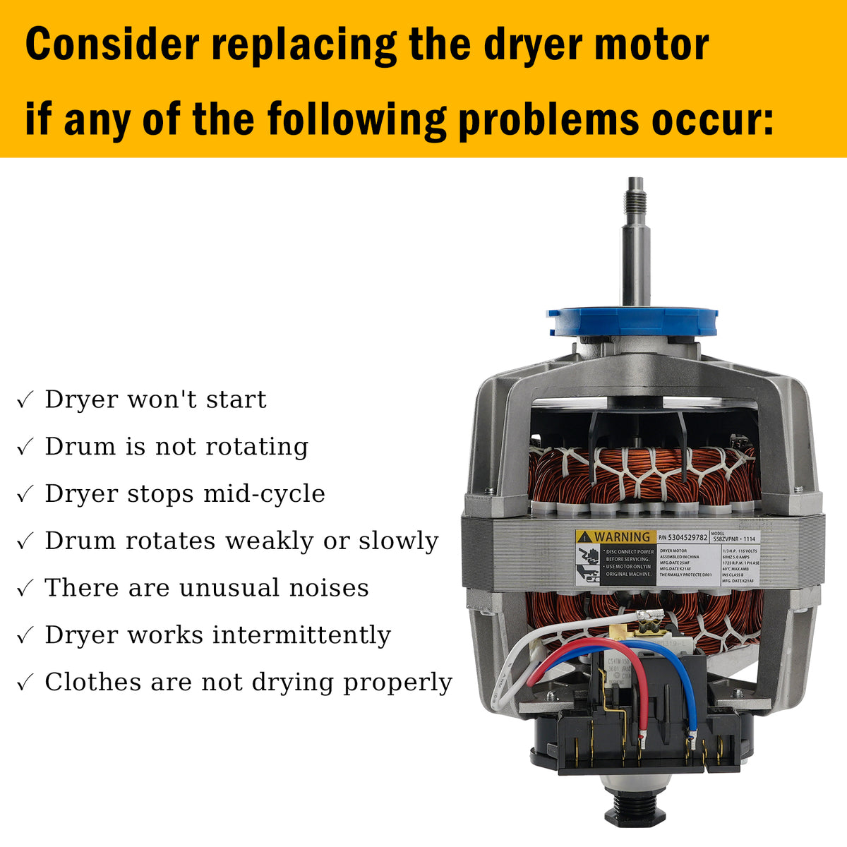 5304529782 134693302 Dryer Drive Motor For Electrolux Frigidaire 134693300