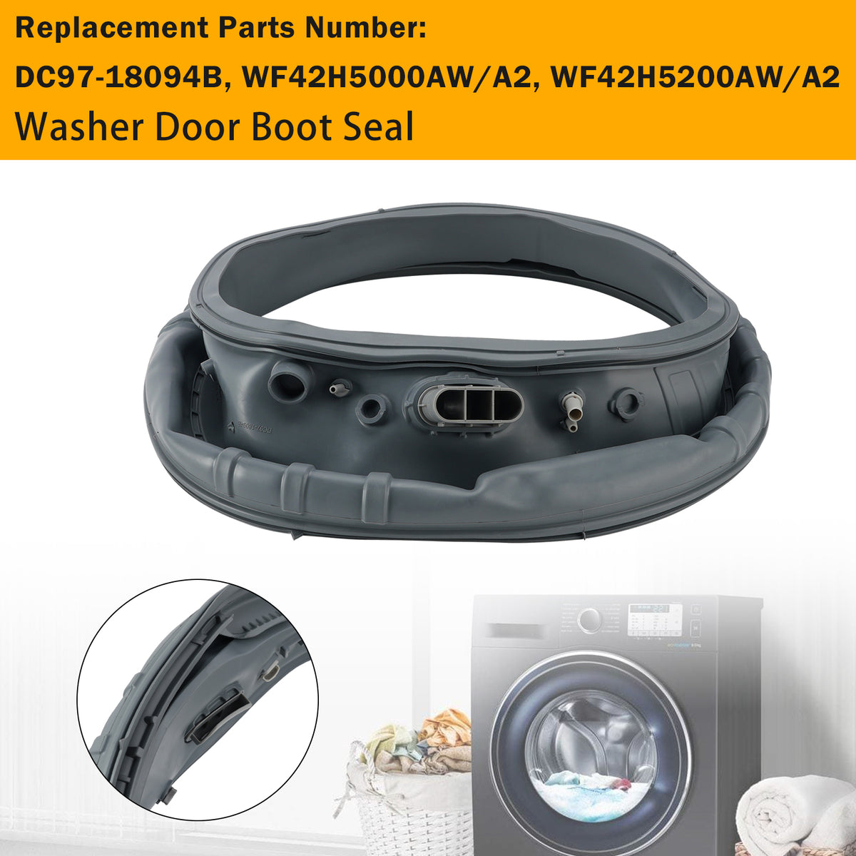 DC97-18094B WF42H5000AW/A2 WF42H5200AW/A2 Washer Rubber Door Boot Seal
