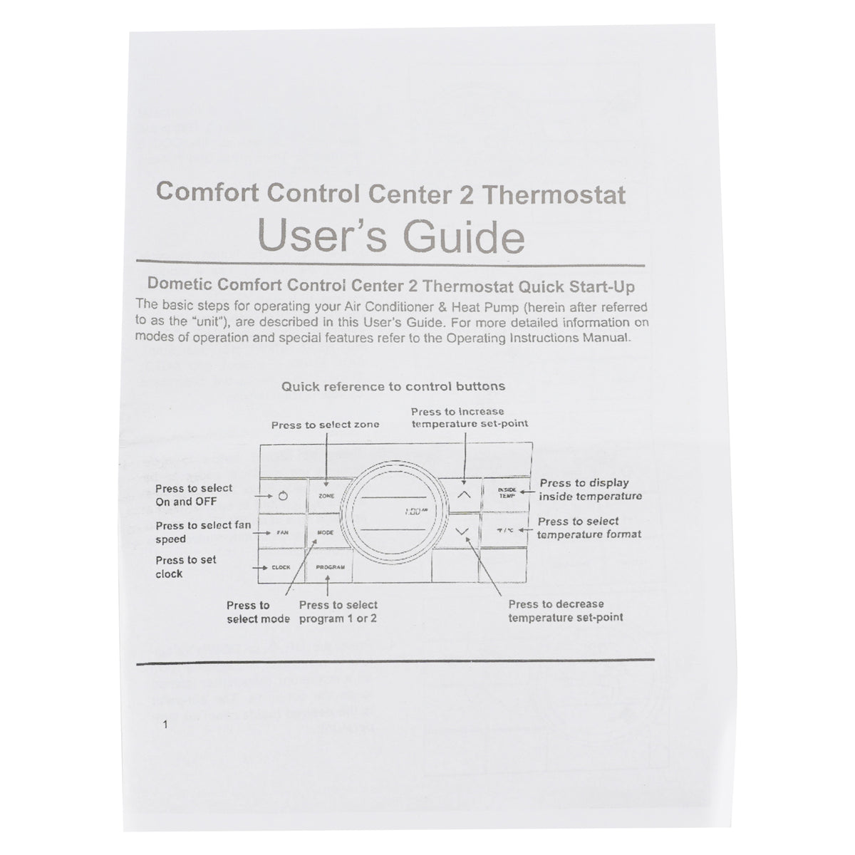 314082.011 RV Thermostat Multi-Zone Comfort Center For Dometic CCC2 457915 Black