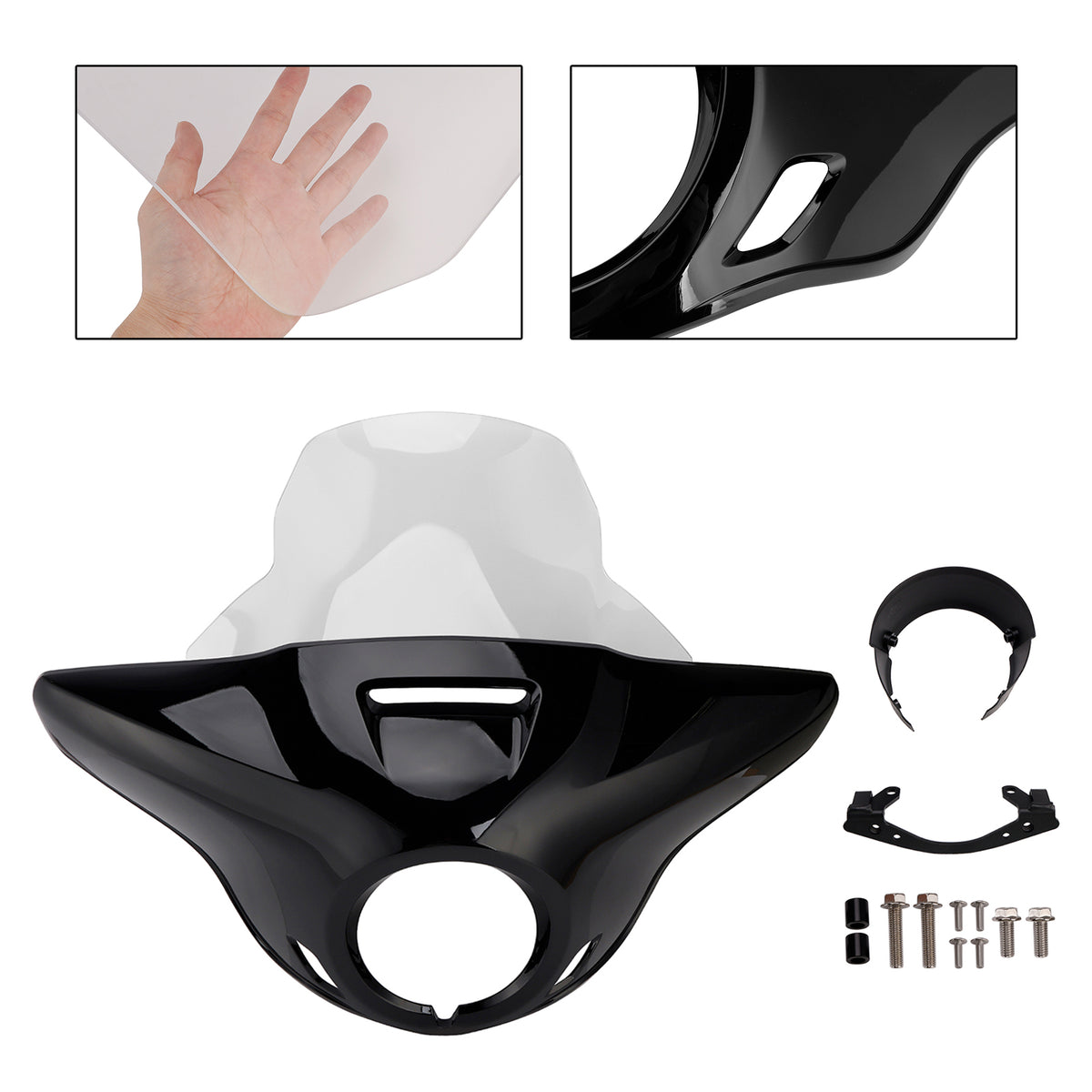 Windshield Headlight Fairing fit for CMX1100 Rebel 21-24 Gloss Black+Clear