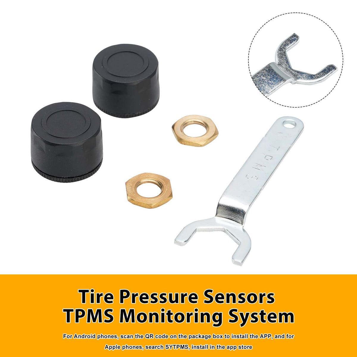 2 Pack Bluetooth 5.4 Motorcycle Tire Pressure Sensors TPMS Monitoring System