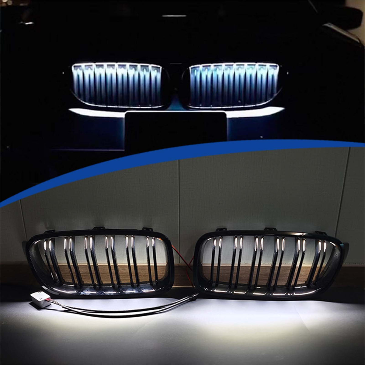 Double Slat Front Kidney Grille Grill Fit BMW 3 Series F30 F35 2012-2019