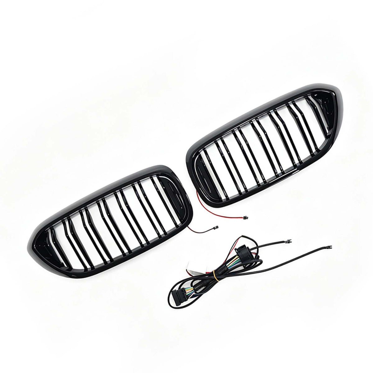 Double Slat Front Kidney Grille Fit BMW 5 Series G30 G31 2017-2020 W/LED