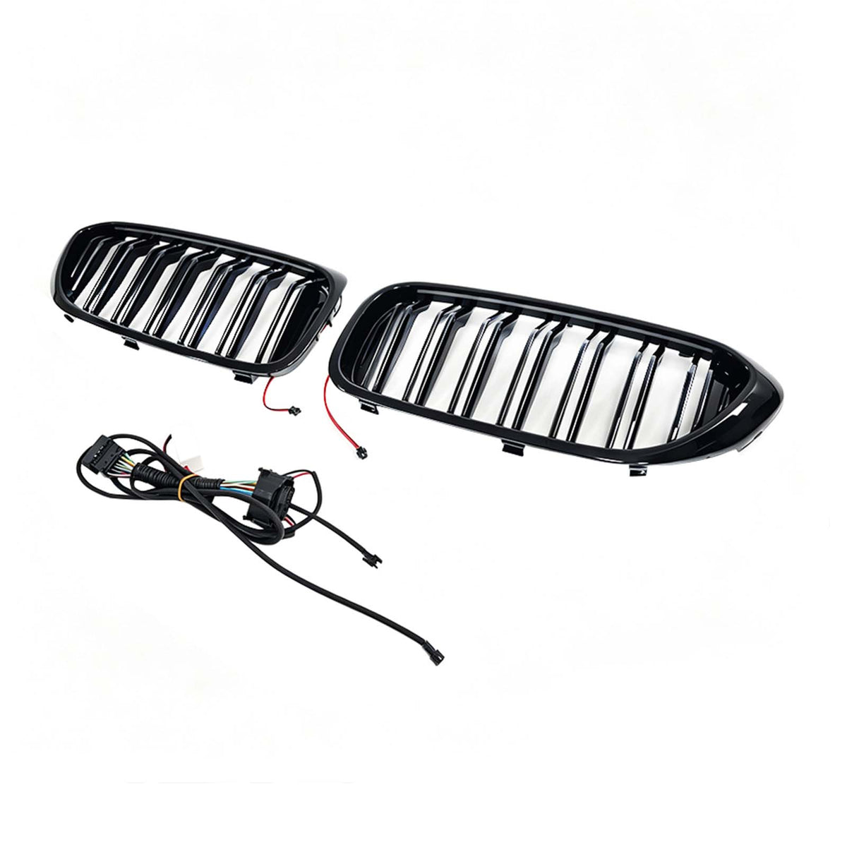 Double Slat Front Kidney Grille Fit BMW 5 Series G30 G31 2017-2020 W/LED