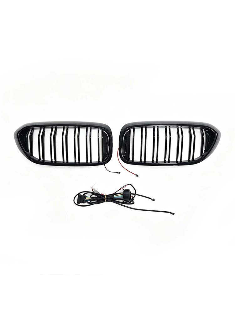 Double Slat Front Kidney Grille Fit BMW 5 Series G30 G31 2017-2020 W/LED