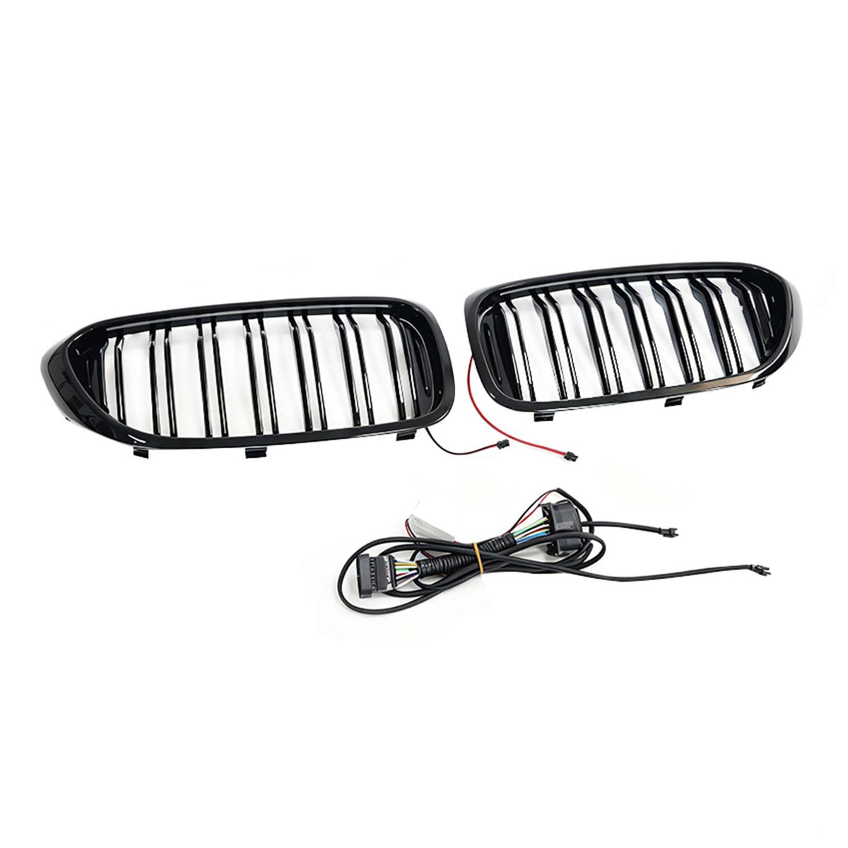 Double Slat Front Kidney Grille Fit BMW 5 Series G30 G31 2017-2020 W/LED