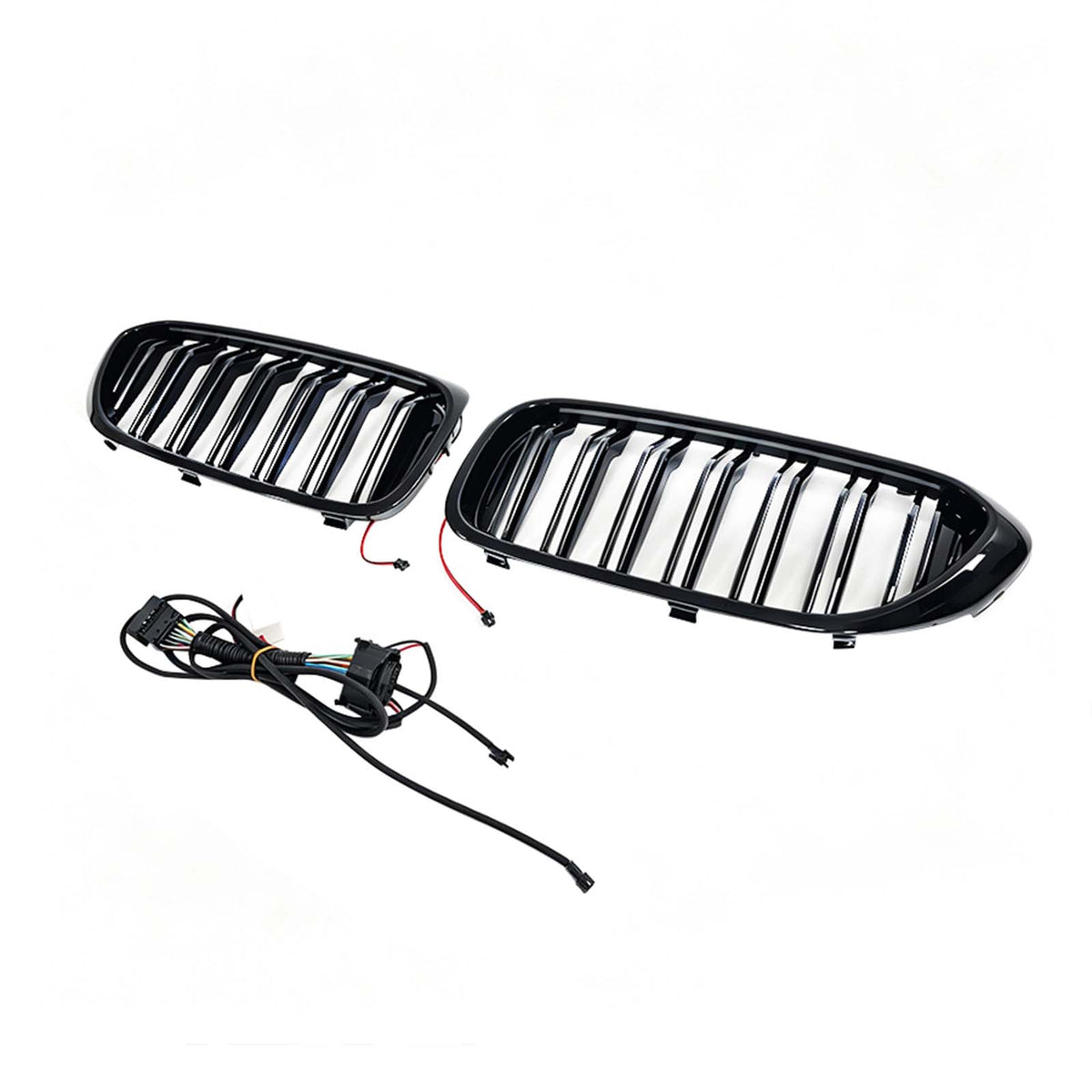 Double Slat Front Kidney Grille Fit BMW 5 Series G30 G31 2017-2020 W/LED