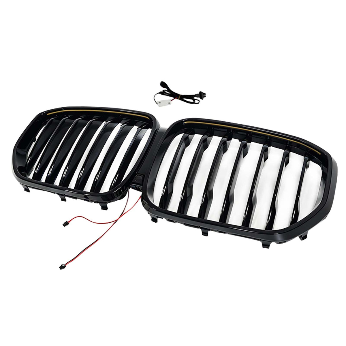 Single Gloss Black Front Kidney Grille Fit BMW X5 G05 2019-2022 W/LED
