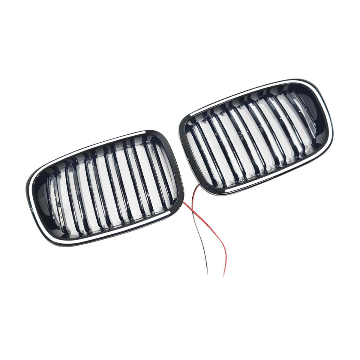 Gloss Black Front Kidney Bumper Grill Grille Fit BMW E46 2-Door 1998-2001 W/LED
