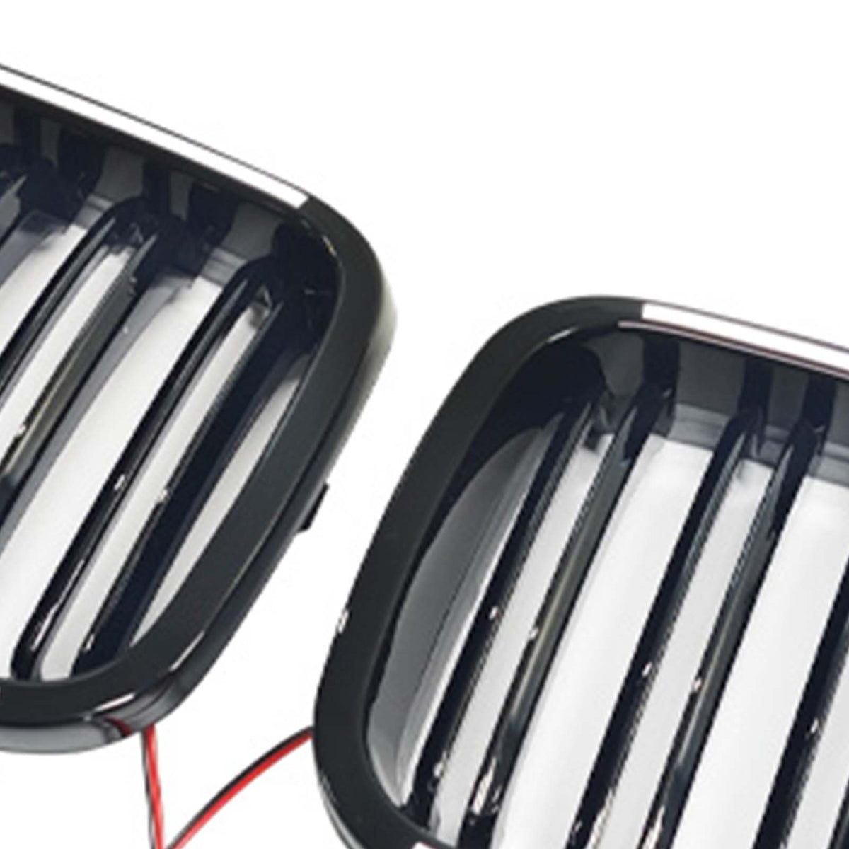Gloss Black Front Kidney Bumper Grill Grille Fit BMW E46 2-Door 1998-2001 W/LED