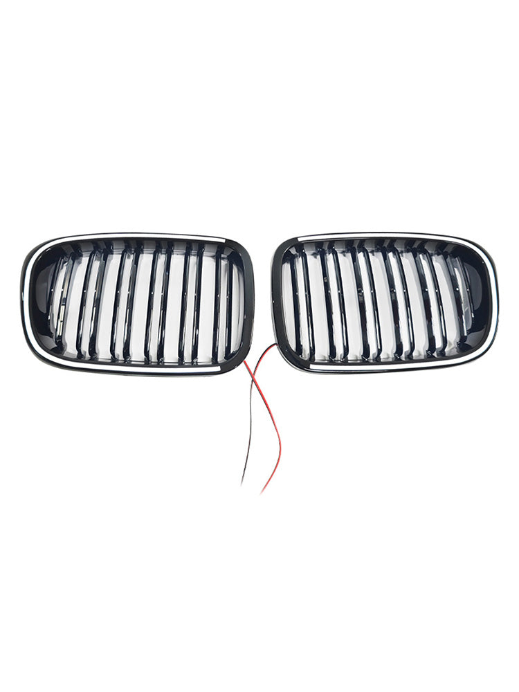 Gloss Black Front Kidney Bumper Grill Grille Fit BMW E46 2-Door 1998-2001 W/LED