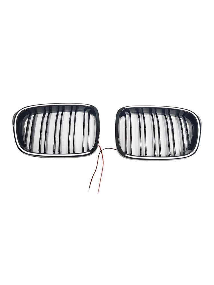 Gloss Black Front Kidney Grill Grille Fit BMW 5 Series E39 1998-2003 W/LED