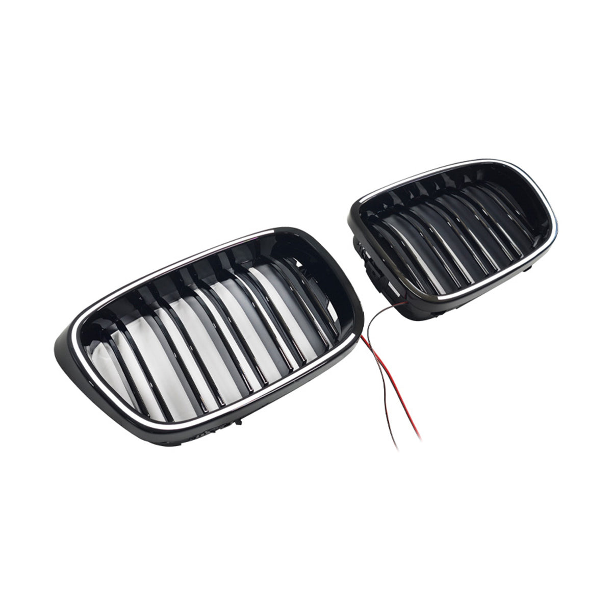 Gloss Black Front Kidney Grill Grille Fit BMW 5 Series E39 1998-2003 W/LED