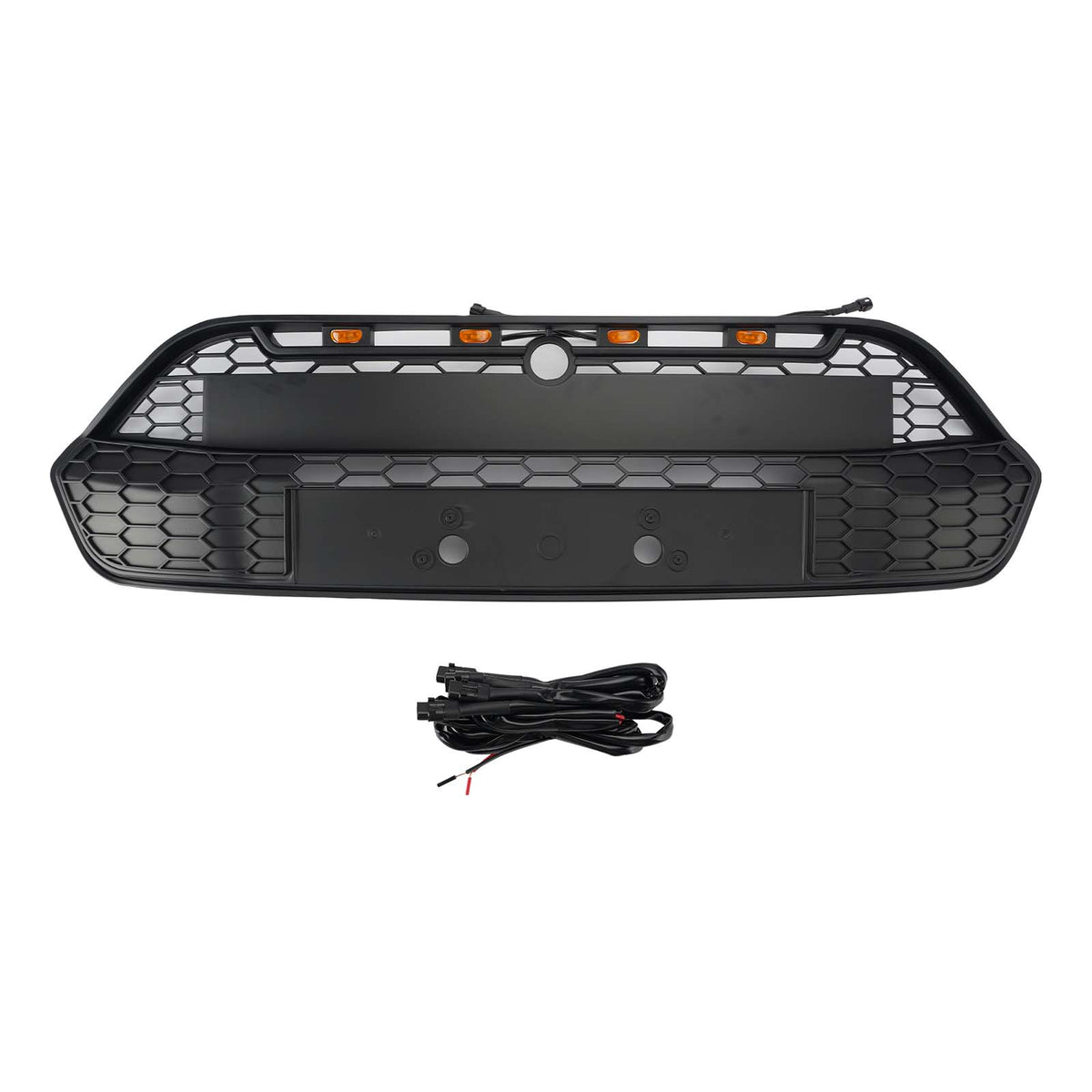 Matte Black Front Bumper Grille Grill Fit Ford Transit Custom 2013-2017 W/LED