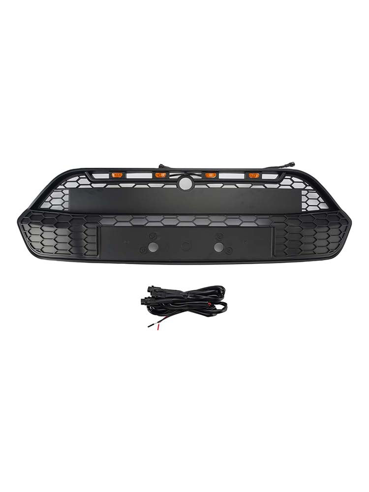 Matte Black Front Bumper Grille Grill Fit Ford Transit Custom 2013-2017 W/LED